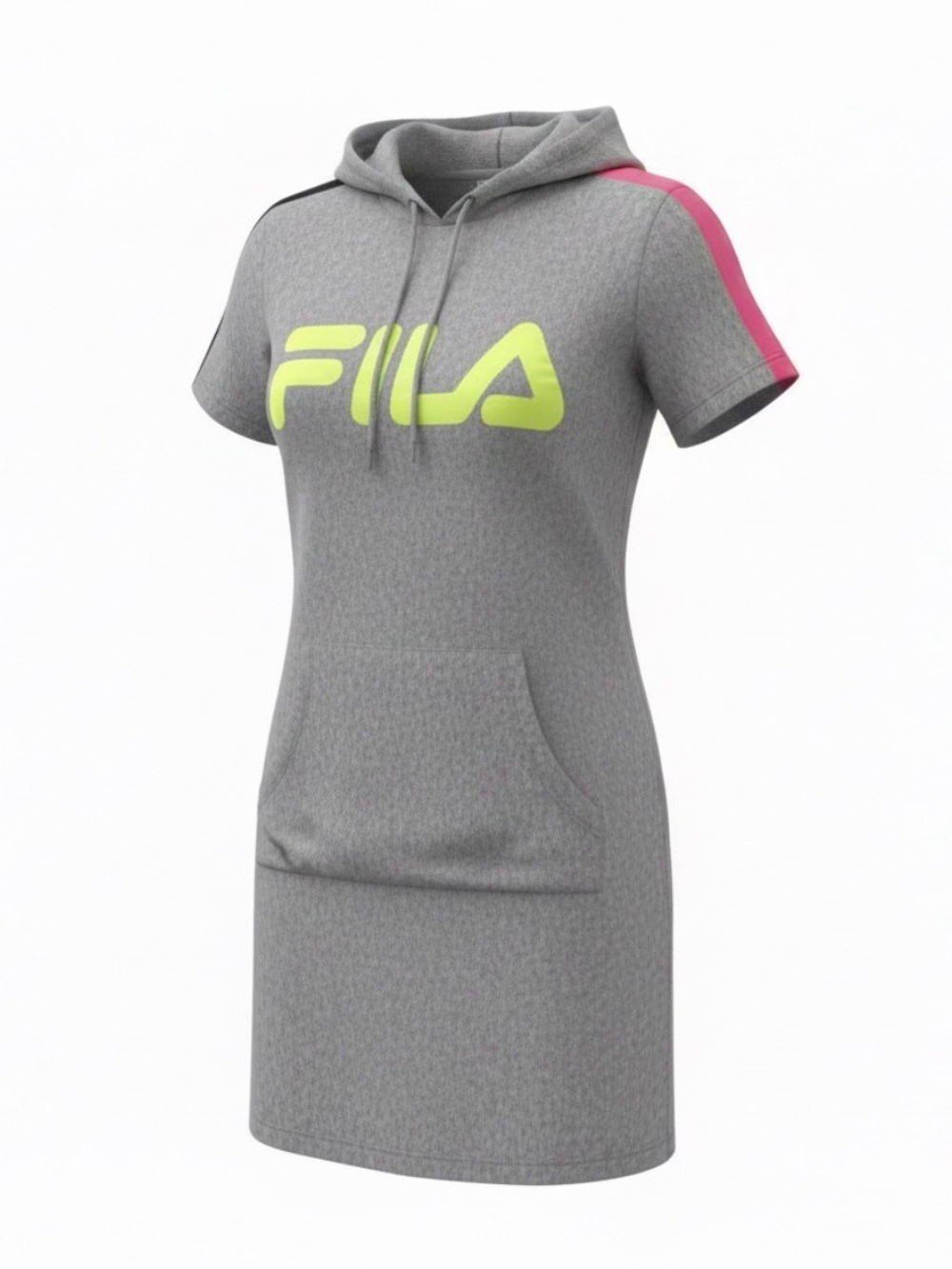 Fila T-shirt Dress with Pocket in Grey, Pink, Yellow, and Black